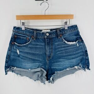 Abercrombie & Fitch The Mom Short Dark Wash 31/12 Distressed Curve Love Indie